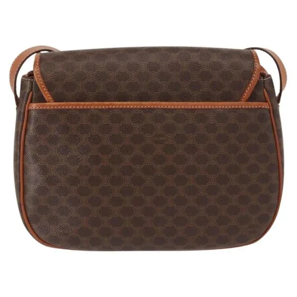 Authentic CELINE Macadam Canvas Shoulder Bag PVC Leather Brown Gold - Picture 9 of 16